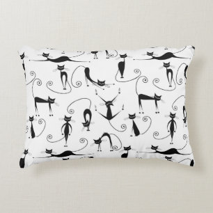 Grillige magere zwarte kattenpatroon accent kussen