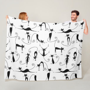 Grillige magere zwarte kattenpatroon fleece deken