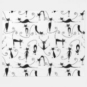 Grillige magere zwarte kattenpatroon fleece deken (Voorkant (Horizontaal))