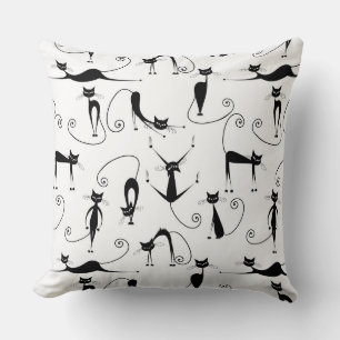 Grillige magere zwarte kattenpatroon kussen