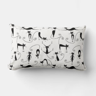 Grillige magere zwarte kattenpatroon kussen