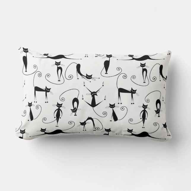 Grillige magere zwarte kattenpatroon kussen (Voorkant)