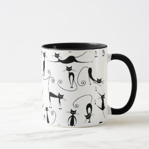 Grillige magere zwarte kattenpatroon mok