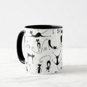 Grillige magere zwarte kattenpatroon mok (Voorkant links)