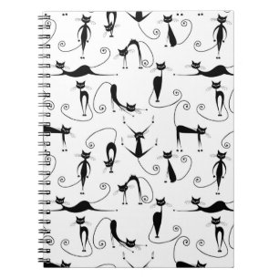 Grillige magere zwarte kattenpatroon notitieboek