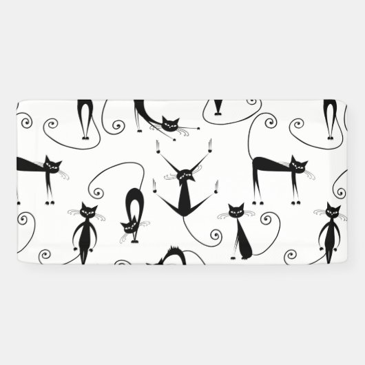 Grillige magere zwarte kattenpatroon spandoek (Horizontaal)
