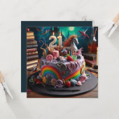 GRILLIGE MAGISCHE 21E VERJAARDAGSTAART KAART (Voorkant / Achterkant in situ)