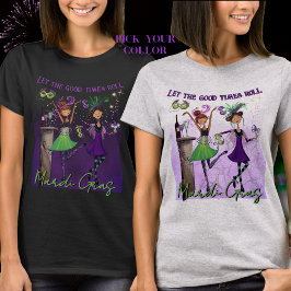 Grillige Mardi Gras Dansende Meisjes Feestelijke T T-shirt