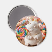 Grillige Marshmallow Cavia en Lolly Magneet (Voorkant / Achterkant)
