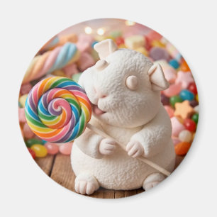 Grillige Marshmallow Cavia en Lolly Magneet