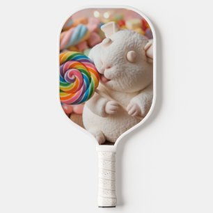 Grillige Marshmallow Cavia en Lolly Pickleball Paddle