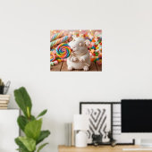 Grillige Marshmallow Cavia en Lolly Poster (Thuiskantoor)