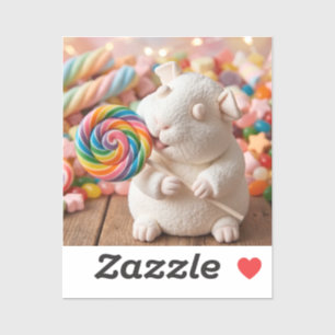 Grillige Marshmallow Cavia en Lolly Sticker
