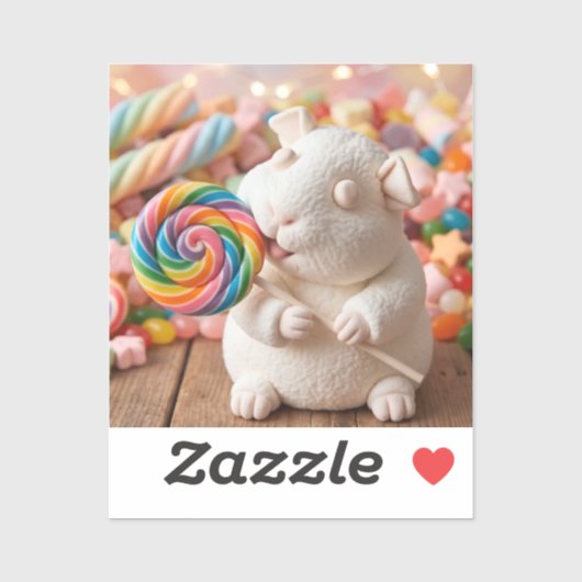 Grillige Marshmallow Cavia en Lolly Sticker (Vel)