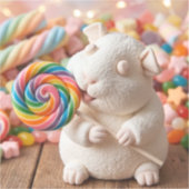 Grillige Marshmallow Cavia en Lolly Sticker (Voorkant)