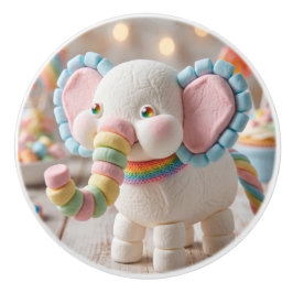 Grillige Marshmallow Olifant en Pastelkleurige Sno Keramische Knop
