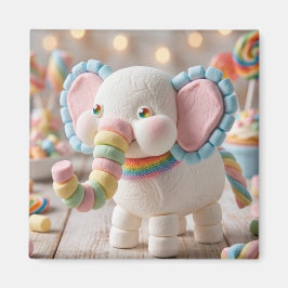 Grillige Marshmallow Olifant en Pastelkleurige Sno Magneet