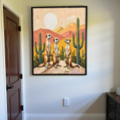 Grillige Meerkat Trio Woestijn Kunst Perfect Poster