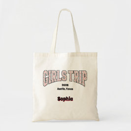 Grillige MEISJES UITSTAPJE Rode Kers Varsity Lette Tote Bag