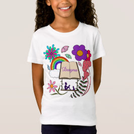 Grillige meisjesboek hond regenboog paddenstoelen  t-shirt