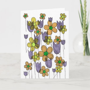 Grillige met de hand getekende bloempatroon wenska kaart