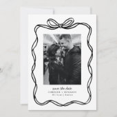 Grillige met de hand getekende boog moderne foto b save the date (Voorkant)