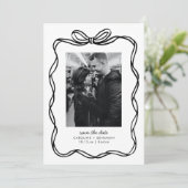 Grillige met de hand getekende boog moderne foto b save the date (Staand voorkant)