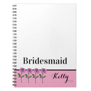 Grillige met de hand getekende roze rozen bruidsme notitieboek