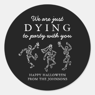 Grillige met de hand getekende skeletten Halloween Ronde Sticker