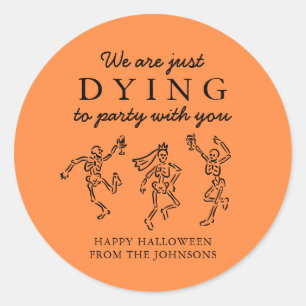 Grillige met de hand getekende skeletten Halloween Ronde Sticker