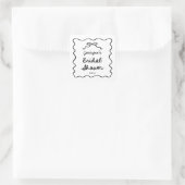 Grillige met de hand getekende strik bruidsdouche vierkante sticker (Tas)