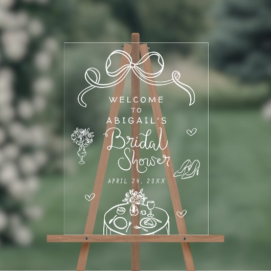 Grillige met de hand getekende strik bruiloftswelc acryl bord