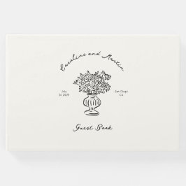 Grillige, met de hand getekende trouw  gastenboek