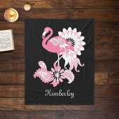 Grillige Moderne Zwarte Roze Flamingo Fleece Deken
