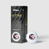 Grillige Moderne Zwarte Roze Flamingo Golfballen (Verpakking)