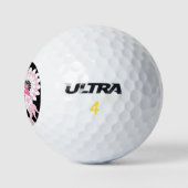 Grillige Moderne Zwarte Roze Flamingo Golfballen (Logo)