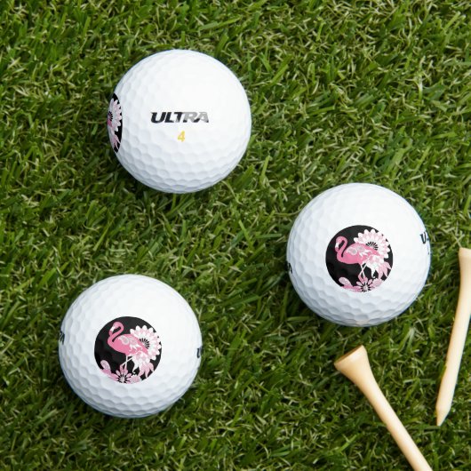 Grillige Moderne Zwarte Roze Flamingo Golfballen (Insitu Gras)