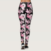 Grillige moderne zwarte roze flamingo patroon leggings (Achterkant)