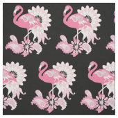 Grillige moderne zwarte roze flamingo patroon stof (Swatch)