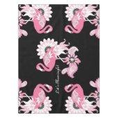 Grillige moderne zwarte roze flamingo tafelkleed (Voorkant)