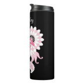 Grillige Moderne Zwarte Roze Flamingo Thermosbeker (Geroteerd rechts)