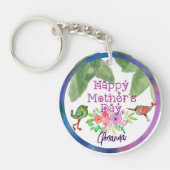 grillige Moederdag bloemenvogels Sleutelhanger (Voorkant)