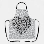 Grillige monochrome hartblaadjes zentangle patroon schort (Voorkant)