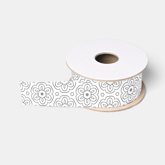 Grillige Monochrome Vreugde Grosgrain Lint (Spoel)