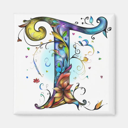 Grillige Monogram T Magneet (Voorkant)