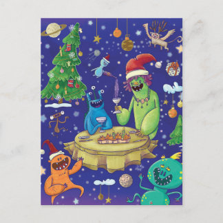 Grillige Monsters Illustratie/  Feestdagenkaart