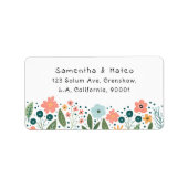 Grillige Moppige Retro Bloemen Retouradres Etiket (Voorkant)