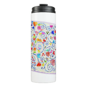 Grillige Mozaïek Harten & Krullen Elegant Thermosbeker