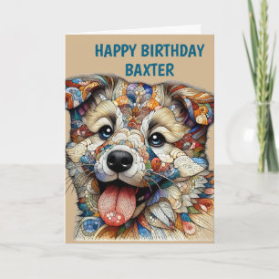 Grillige mozaïekstijl hond kaart