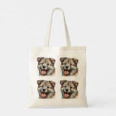 Grillige mozaïekstijl hond tote bag (Achterkant)